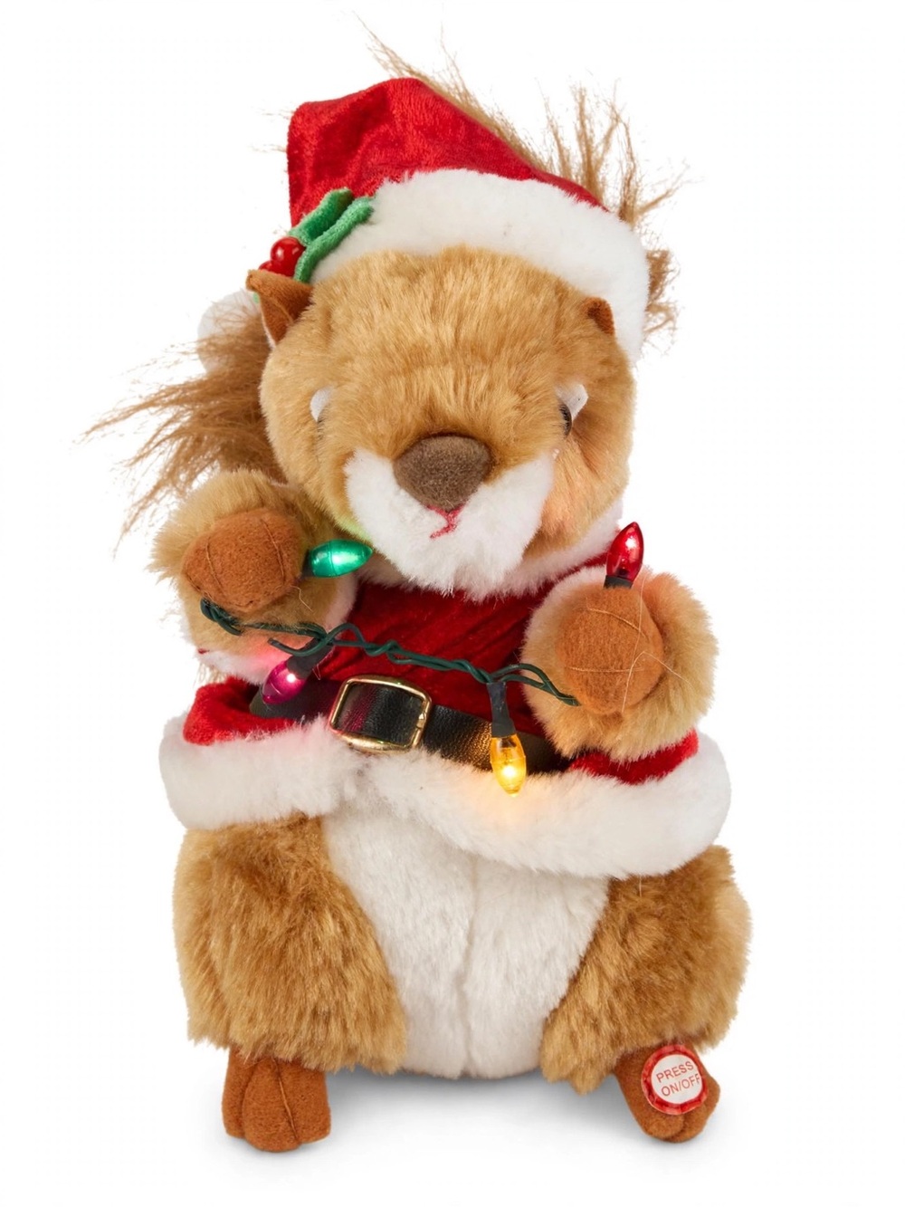 Gemmy Plush Squirrel Santa Lights All I Want for Christmas Is My 2 Front Teeth